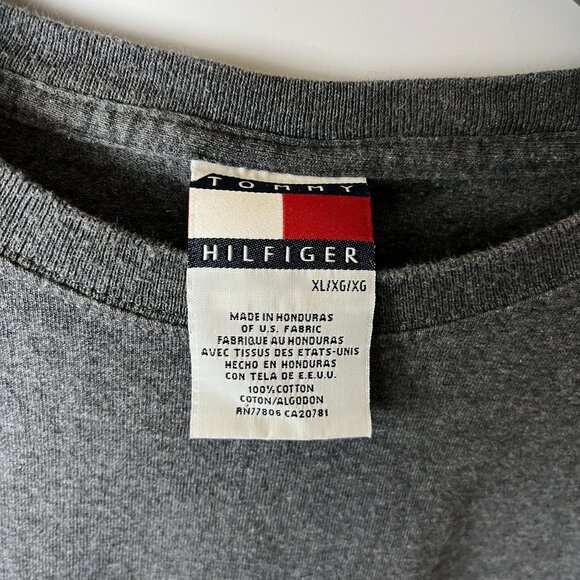 Vintage Tommy Hilfiger T Shirt Gray XL Extra Large Flag Classic Embroidered Tee - Picture 10 of 10